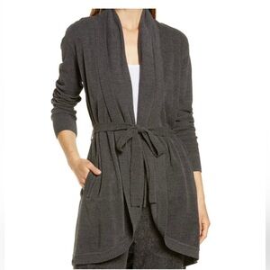 NWOT Barefoot Dreams Longline Shawl Collar Cardigan Dark Gray